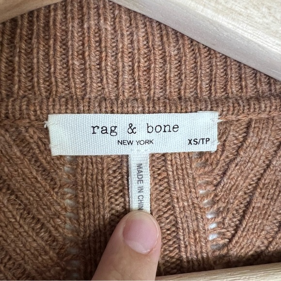 Rag & Bone Maxine Ribbed Polo Collared Sweater in Camel Brown, Size XS - Picture 4 of 9
